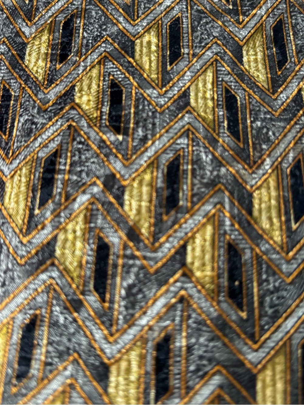 Ermenegildo Zegna Gold, Black & Silver Geometric Jacquard Tie